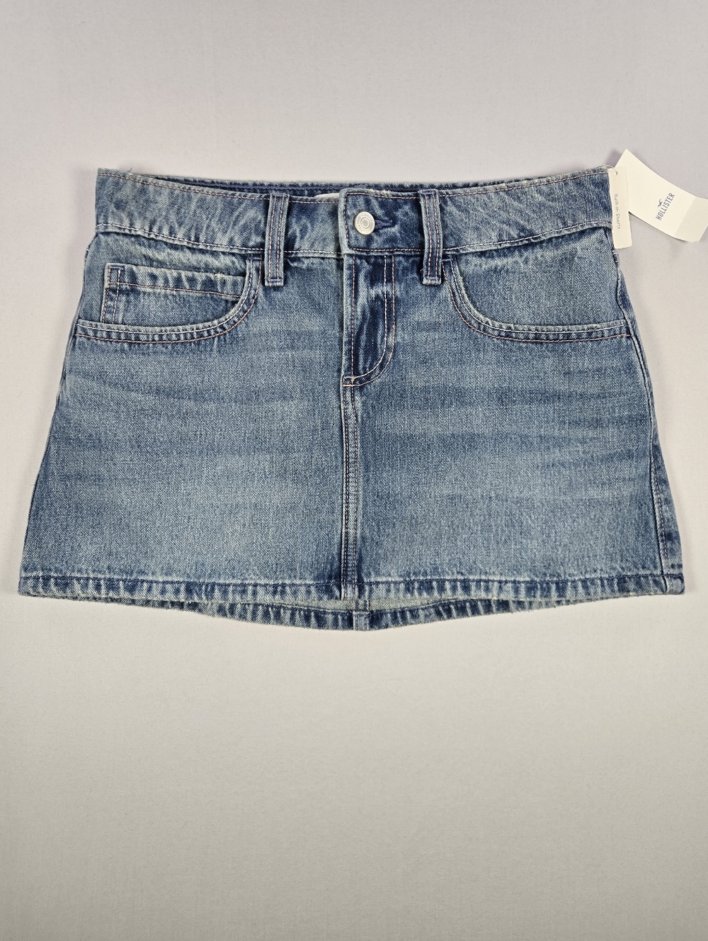 NWT Hollister Low Rise Floral Embroidered Denim Skirt Mini Skort W24 - Picture 3 of 10
